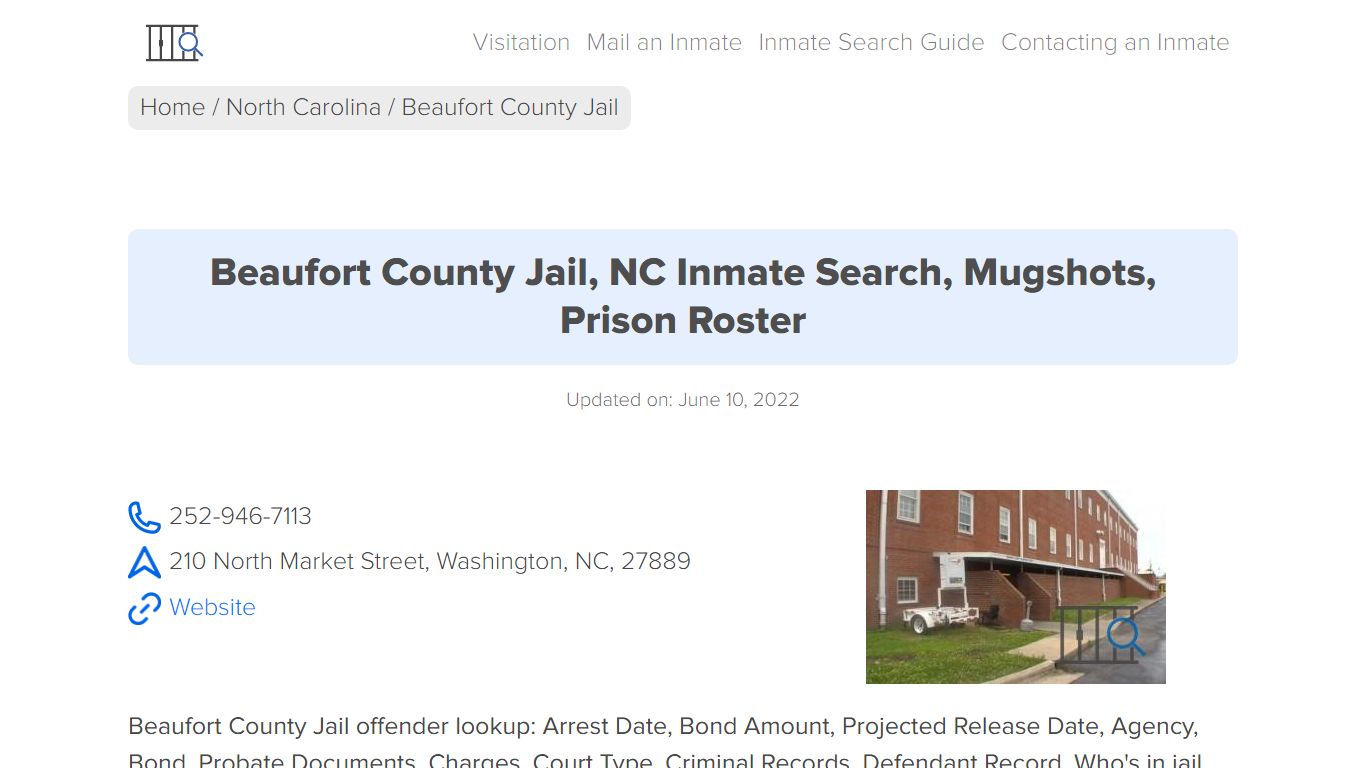 Beaufort County Jail, NC Inmate Search, Mugshots, Prison ...